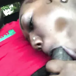 Ebony Thot Sloppily Sucking Dick Inside A Steamy Car