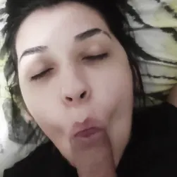 Horny Wife Sucks Me Off Deep and Takes My Load Right on Her Face