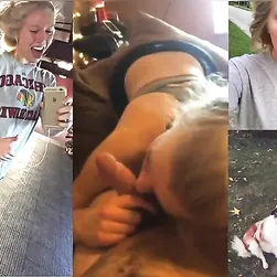 Blonde webslut Amanda sloppily sucking dick in rare leaked BJ video