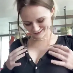 Adorable Girl Flashes Her Sweet Tits With A Smile